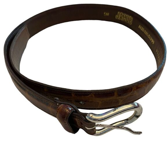 EUC JACOB Leather Brown Patterned Belt - Picture 1 of 4